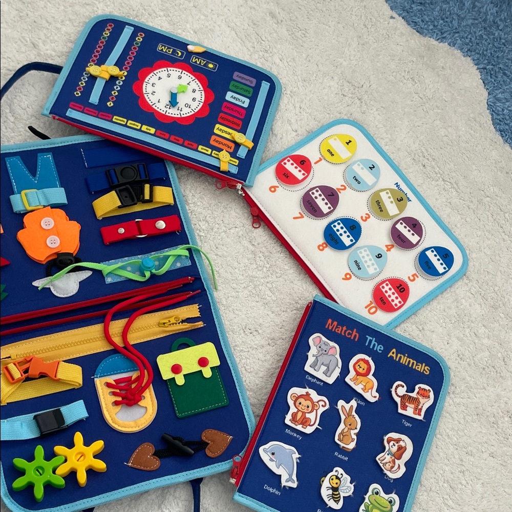 Interactive Busy Book for Kids - Blue and Multicolor